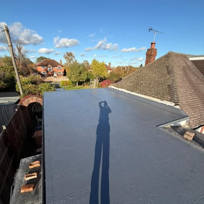 Roof repair work in progress